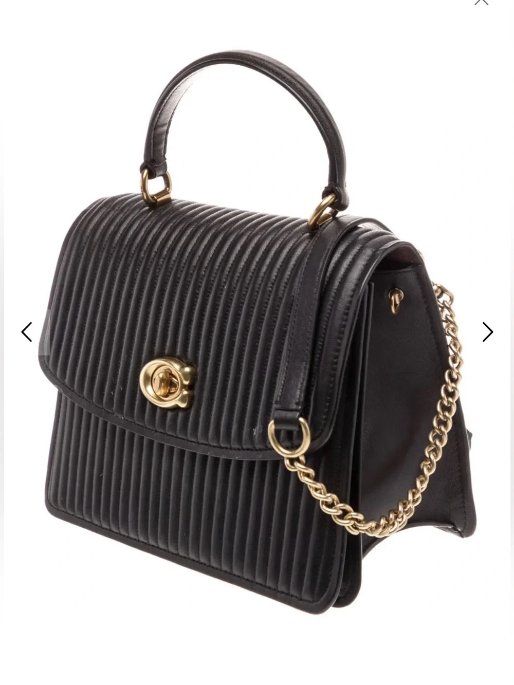 Coach Black gold Parker Top Quilted Nappa leather Crossbody bag